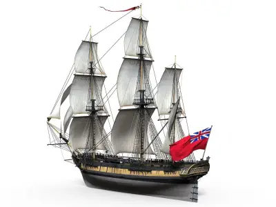 38 Gun Frigate Laurore Furnished Interior 1765 Low-poly 3D model