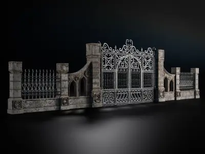 GOTHIC EXTERIOR PROPS ASSET Collection Low-poly 3D model