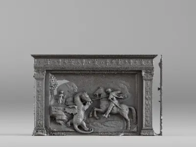 001638 Raw 3D Scan Bas Relief of Saint George Slaying the Dragon 3D model