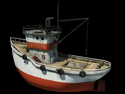 Fishing Boat Low-poly 3D model
