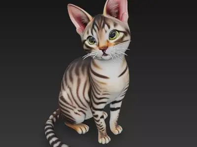 Cat Realistic 3D Model Basic - Low Poly Realistic  Low-poly 3D model
