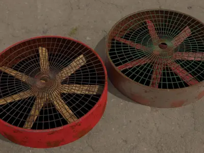 Turbine 3D model two rusty fans Low-poly 3D model