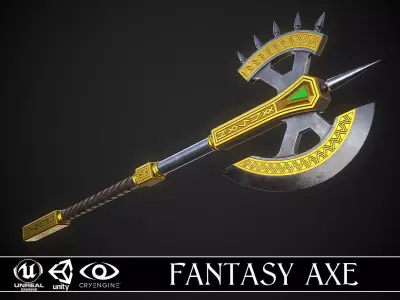 Fantasy Axe 04C Low-poly 3D model