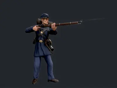 Soldier 4 A pose Low poly character redy for game Low-poly 3D model
