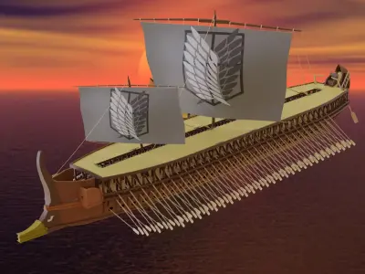 Triremes ancient ship 3D model