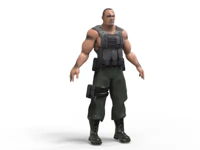 Commando soldier Low-poly 3D model