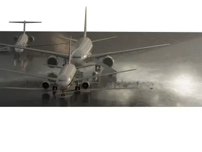 Boeing 777-200 767-300 and MD-82 3D model