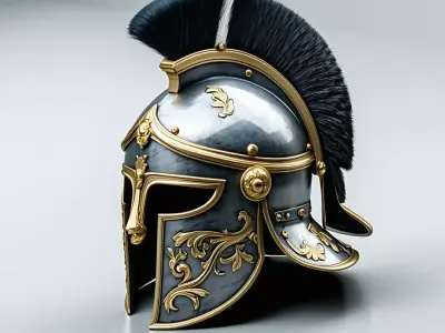 Roman Centurion Helmet with Crest Low-poly 3D model