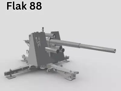 GERMAN 88 CM FLAK WITH SHIELD WW2 AA GUN 3D print model