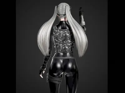 Military Girl Low-poly 3D model