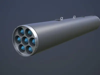 Hydra 70 missile with LAU-61 and LAU-68 launchers 3D model