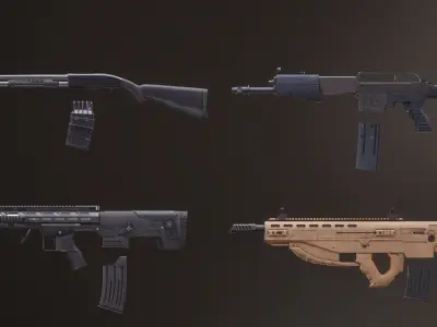 Shotgun Set 1 gun Low-poly 3D model