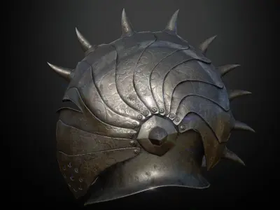 HELMET10 Game Ready helmet with spikes Low-poly 3D model