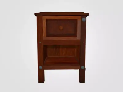 Wooden Nightstand Bedside Table 3D Model - Textured Low Poly Free low-poly 3D model
