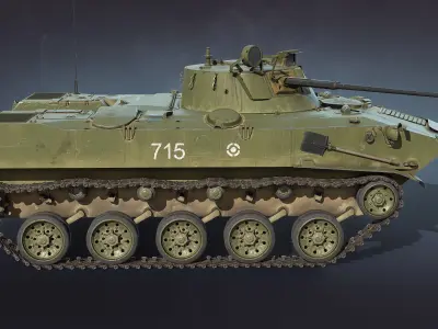 BMD-2 military tank Low-poly 3D model