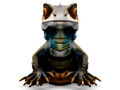 Stylized Mountain Horned Dragon Lizard Low-poly 3D model