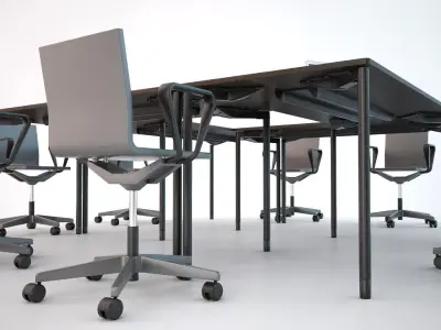 Conference Chair and Table 01 Free 3D model