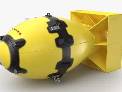 Fat Man Nuclear Bomb Yellow Low-poly 3D model