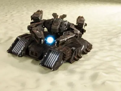 Abandoned future electromagnetic gun tank 3D model