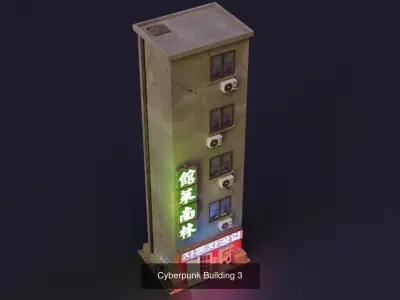 Cyberpunk Buildings 3D Model Pack buy