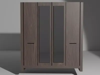 Wooded Middle Wardrobe Free 3D model