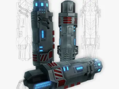 Munitions for a Sci-fi weapon Low-poly 3D model