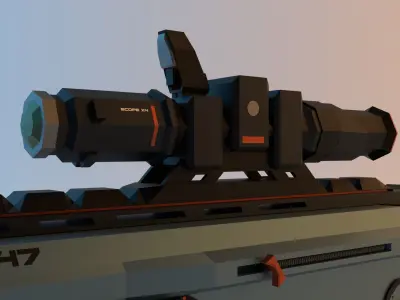 HI-TECH Assault-rifle Low-Poly Low-poly 3D model