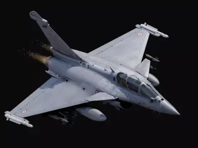 Dassault Rafale B - Fully Rigged - with high resolution Textures Low-poly 3D model