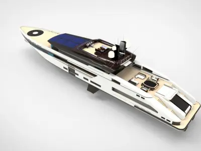 Whale Yacht White 3D model