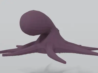 Low Poly Cartoon Octopus Low-poly 3D model