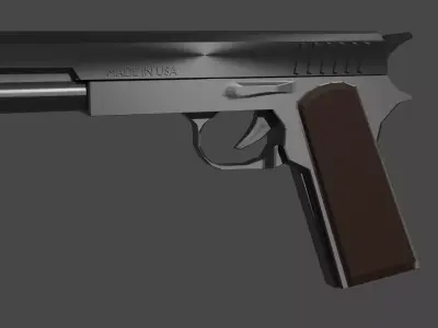 animated rigged pistol Low-poly 3D model