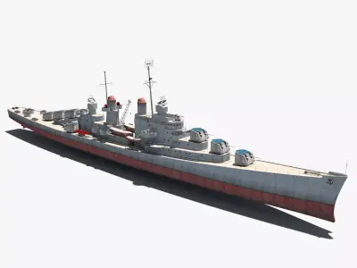 USS Atlanta CL-51 Low-poly 3D model