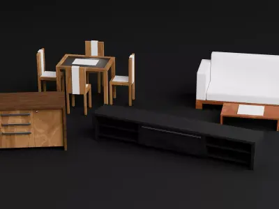 Modern Home Furniture Pack Low-poly 3D model
