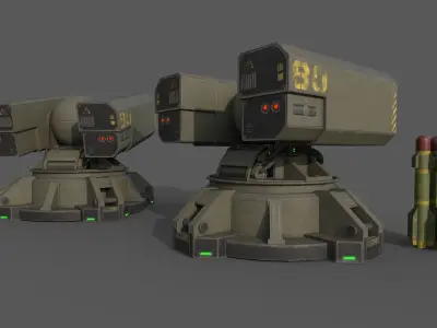 Sci-Fi MissileTurret Low-poly 3D model