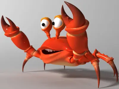 Cartoon Crab RIGGED and ANIMATED Low-poly 3D model