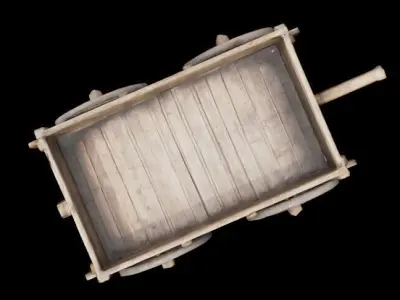Medieval wooden cart Low-poly 3D model