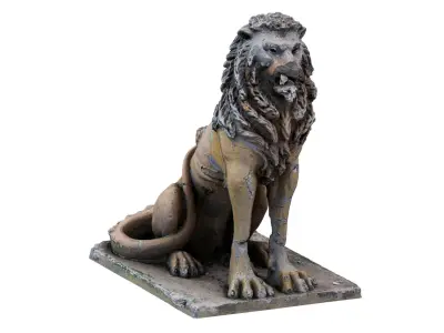 Abandoned and Damaged Lion Statue 3D model