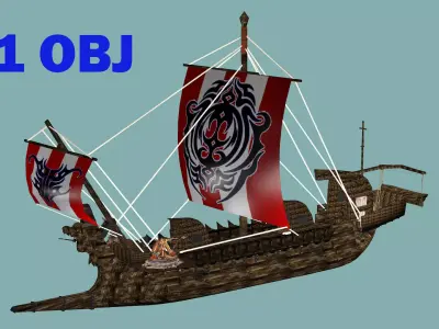 Sailboat Galleon - GameReady Sailing Ship 02 Artemis 3D Model Low-poly 3D model