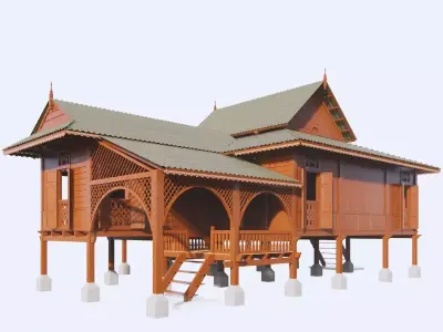 Rumah Limas Potong Perak Traditional Malay Architecture 3D model