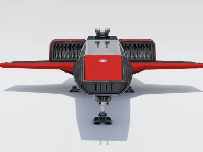 Sci-Fi Space Fighter Jet with Interior Cockpit Low-poly 3D model