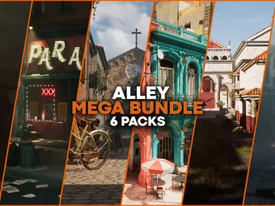 Alley Streets Mega Bundle Low-poly 3D model