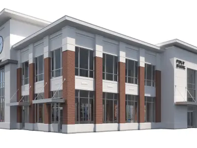 Commercial Building-023 Bank With Drive-thru 3D model