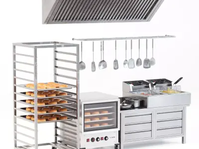 Commercial Kitchen Set 01 3D model