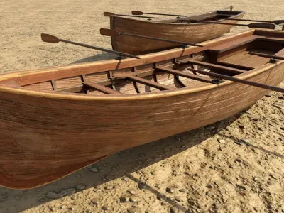 Low Poly PBR Row Boat Low-poly 3D model