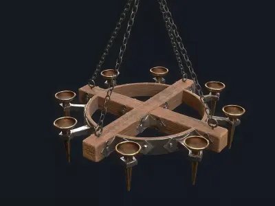 Medieval Chandelier 1 Low-poly 3D model