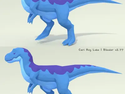 Low-poly T-rex Walking Pose Printable 12 colors Low-poly 3D model
