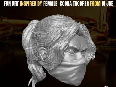  Female Trooper head for action figures 3D print model