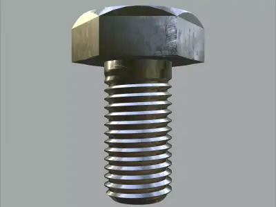 Steel Stained Hex M10 High Detail Bolt with 4K PBR Textures 3D model