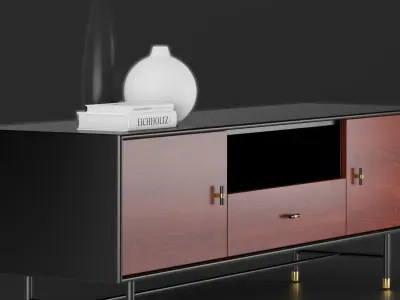 Modernist Wood and Lacquer Media Console Free 3D model
