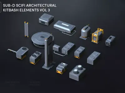 15 Hard Surface SUBD Scifi Vents And Hvac 3D model
